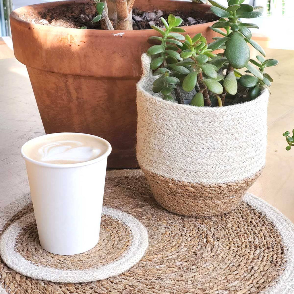 Handwoven Wall Basket • Amari Loop Bin - Natural-Set of 2