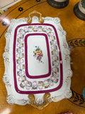 Meissen Style Porcelain Tray with Floral and Glided Accents