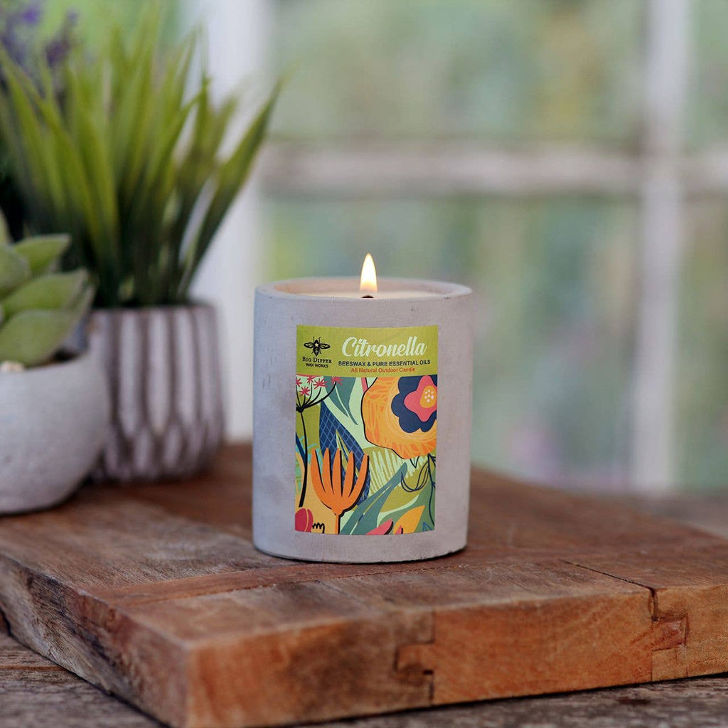 Citronella Outdoor Candle – Beeswax Blend – Concrete Cup