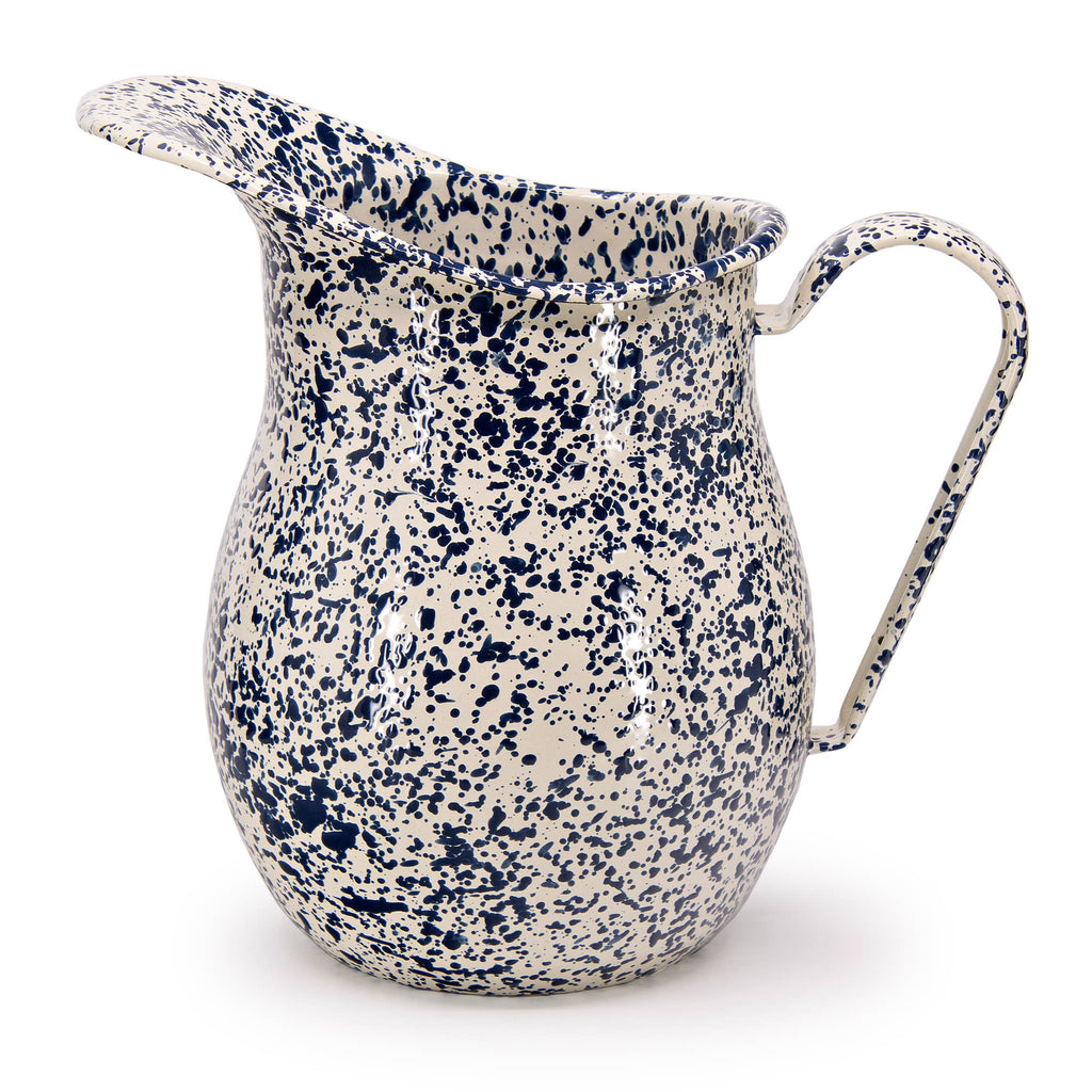 Splatter Enamelware Large Pitcher: Blue Splatter