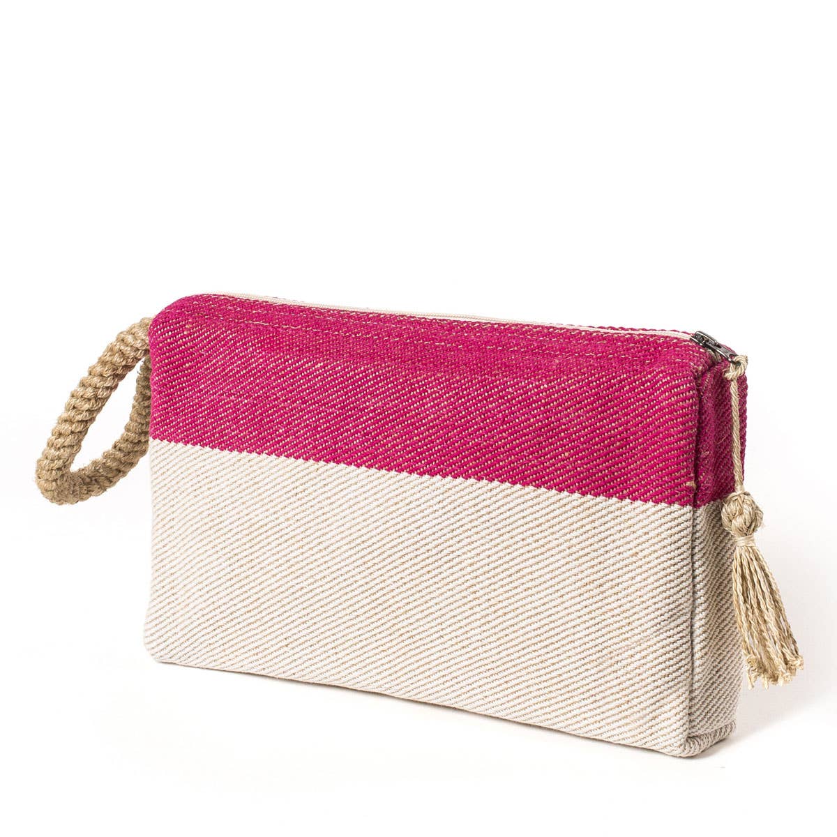 Handwoven Jute-Cotton Bag • Block A Clutch - Pink