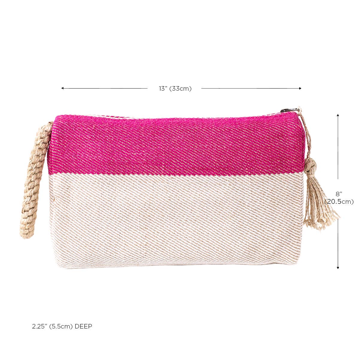 Handwoven Jute-Cotton Bag • Block A Clutch - Pink