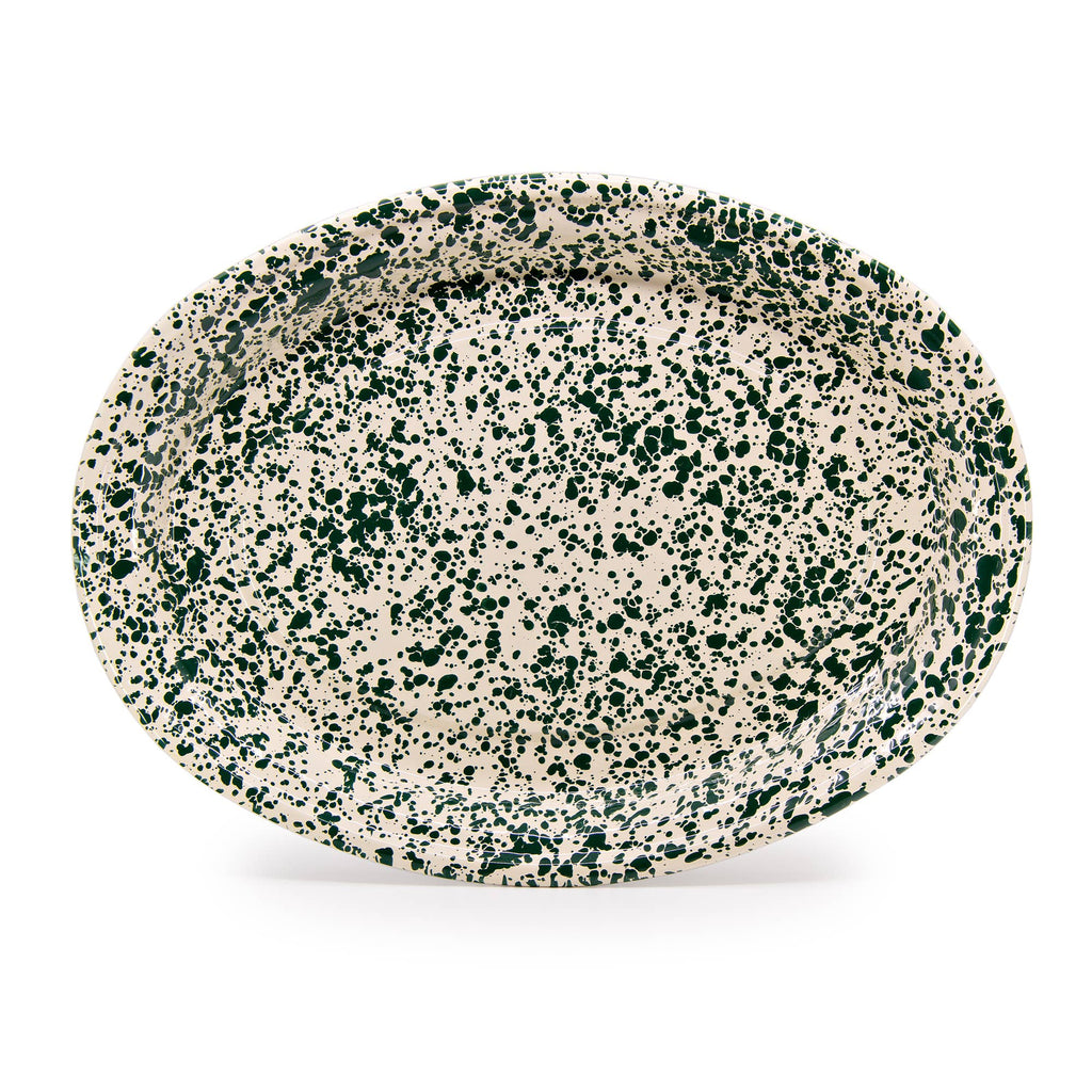 Splatter Enamelware Oval Platter: Blue Splatter