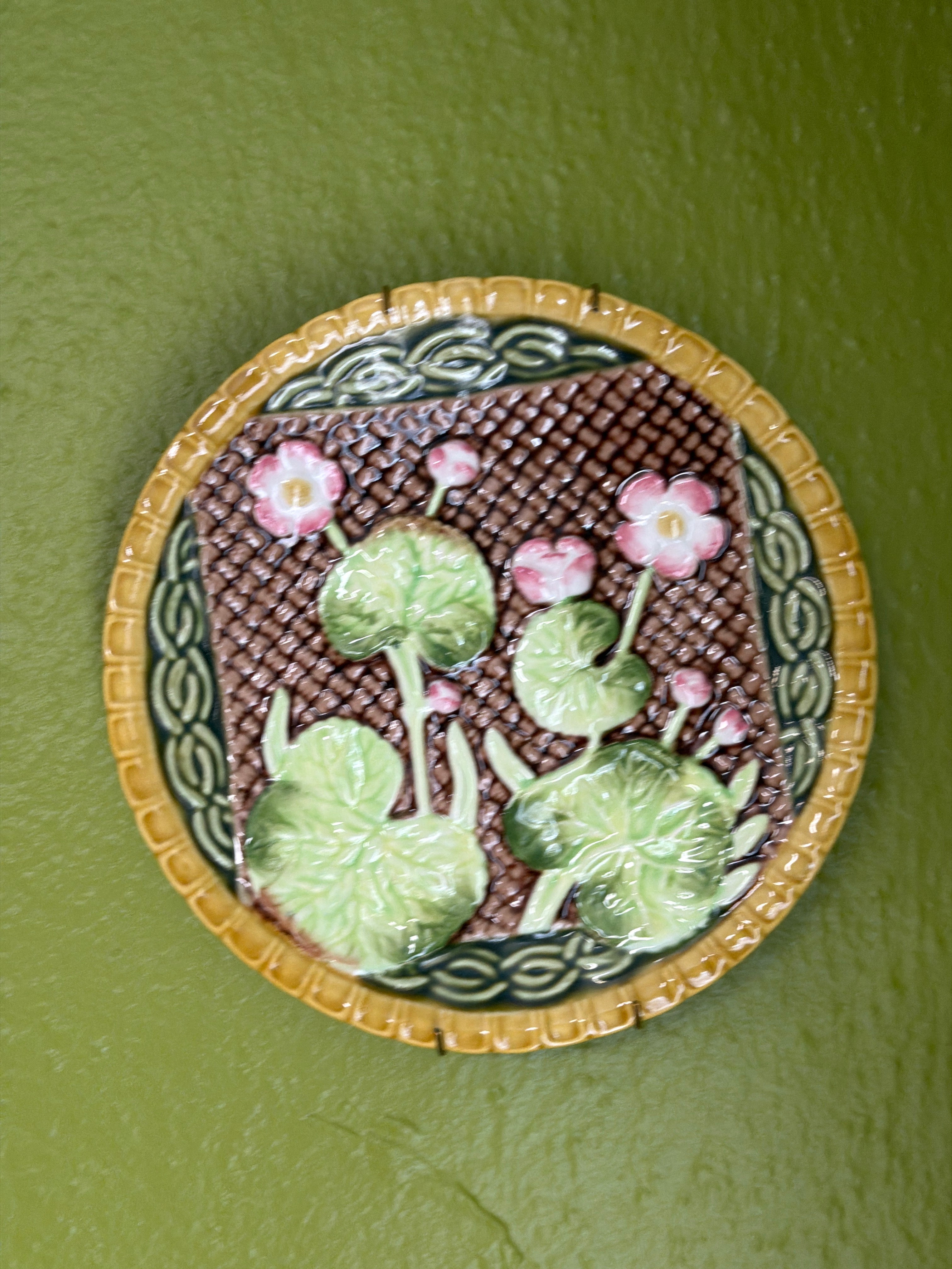 Vintage Ceramic Glazed Pink Geranium Plate