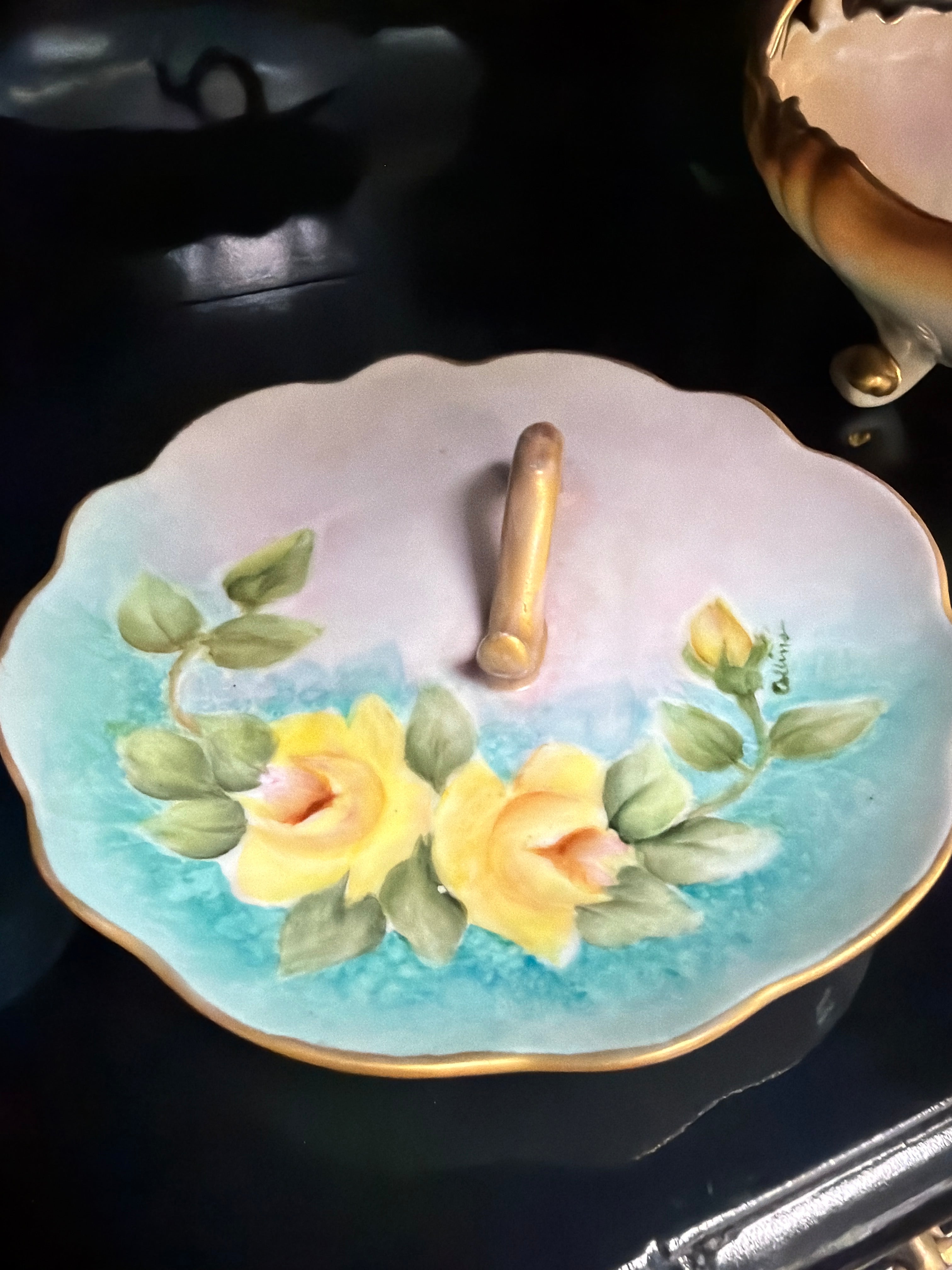 Vintage Gold handle candy dish