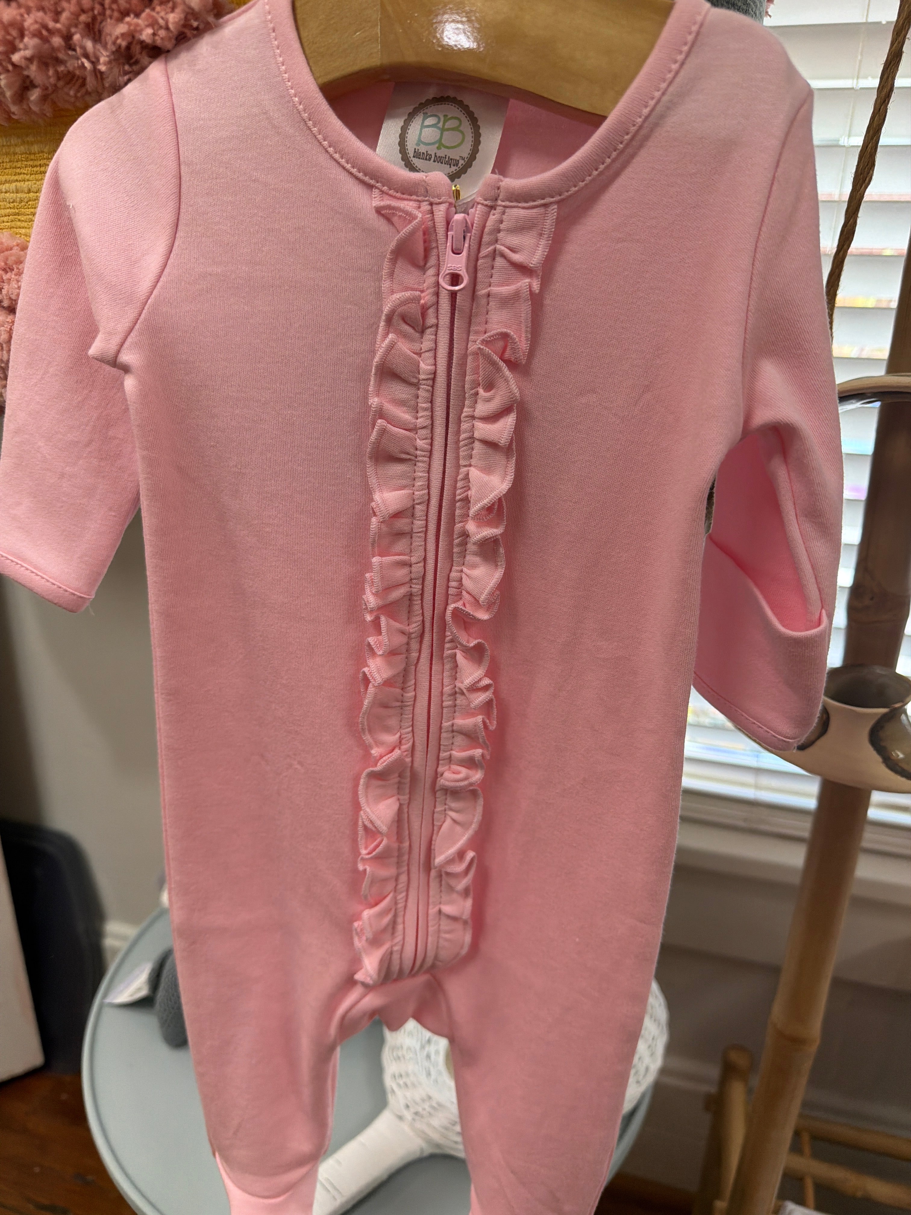 Infant Ruffle Sleeper, light pink