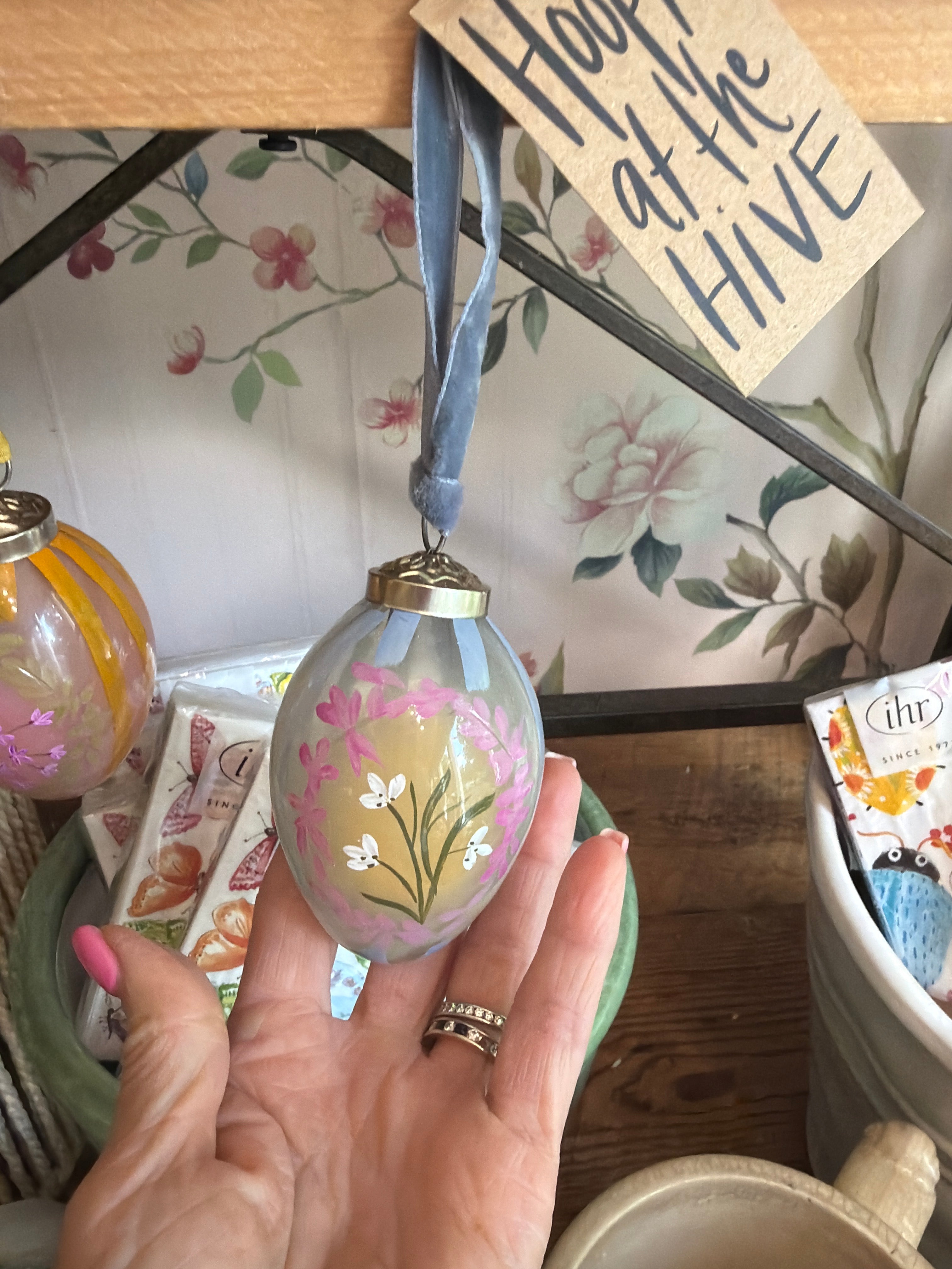 Painted egg ornament