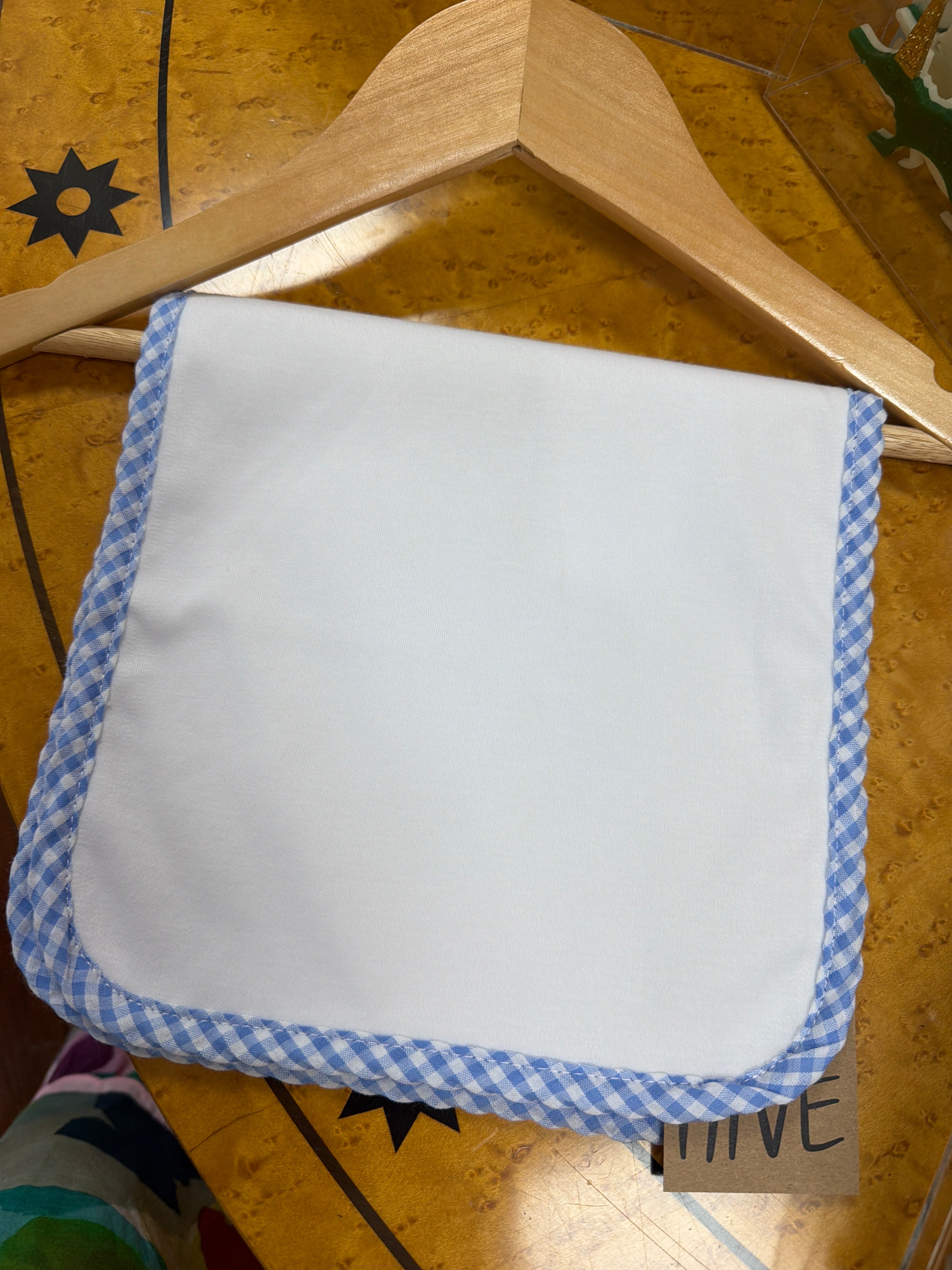 Infant Burp Cloth, Blue Gingham