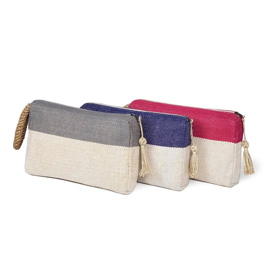 Handwoven Jute-Cotton Bag • Block A Clutch - Pink