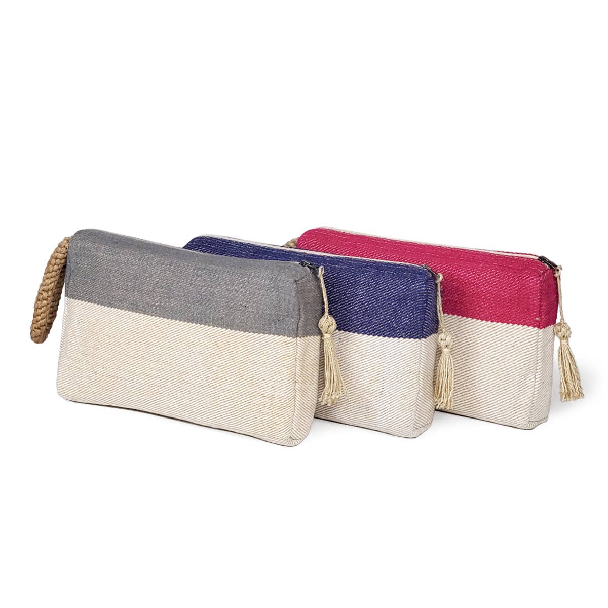 Handwoven Jute-Cotton Bag • Block A Clutch - Pink