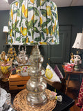 Mercury Glass Lamp, with Lemon Shade