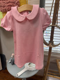 Girls Short Sleeve Peter Pan Dress, Pink 18m