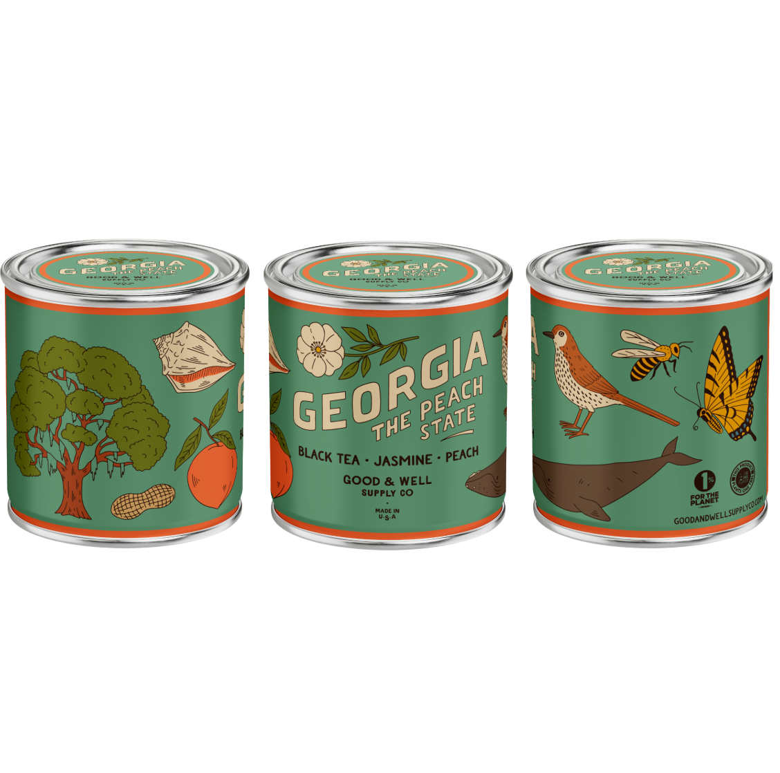Georgia State Soy Candle : 1/2 Pint / Cotton Wick