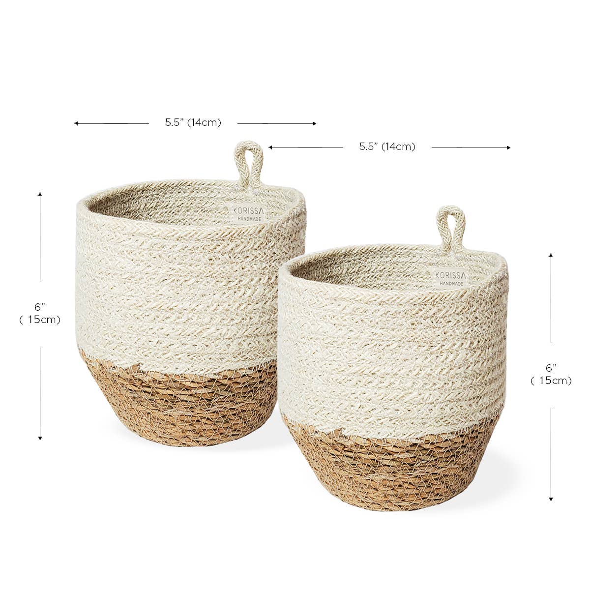 Handwoven Wall Basket • Amari Loop Bin - Natural-Set of 2