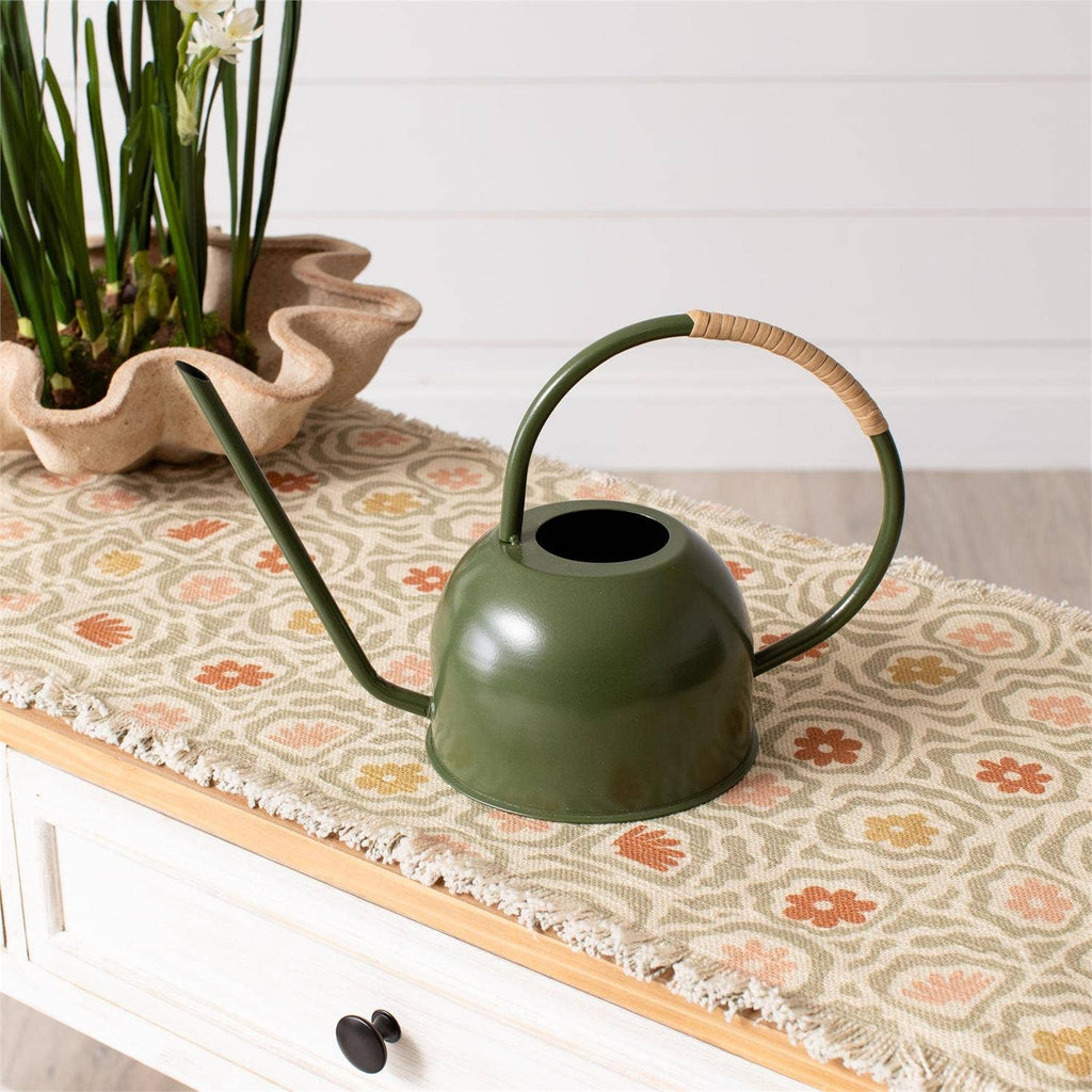 Green Enamel With Rattan Watering Can (Pk/04)
