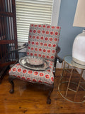 Upholstered Chair, Orange and Black Design
