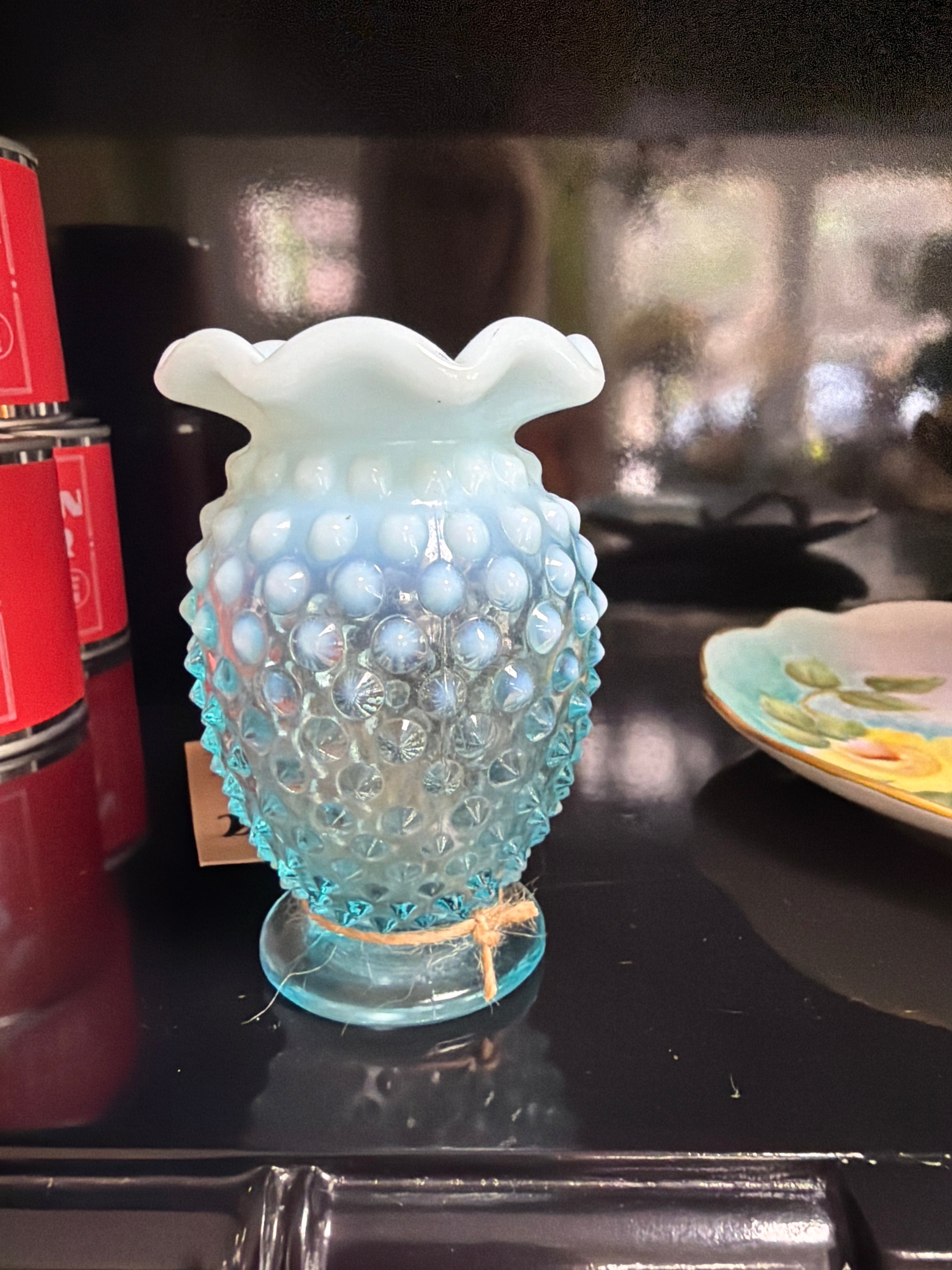 Fenton Glass, blue bud vase