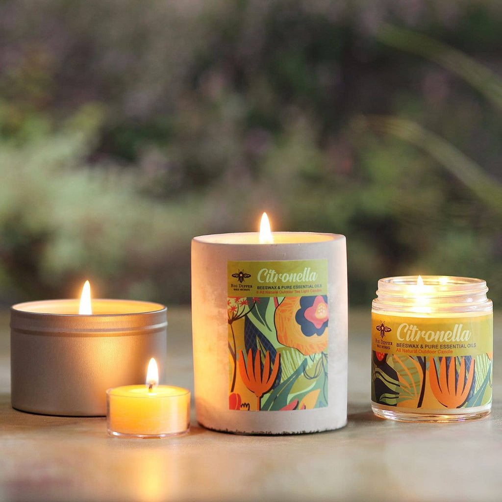 Citronella Outdoor Candle – Beeswax Blend – Concrete Cup