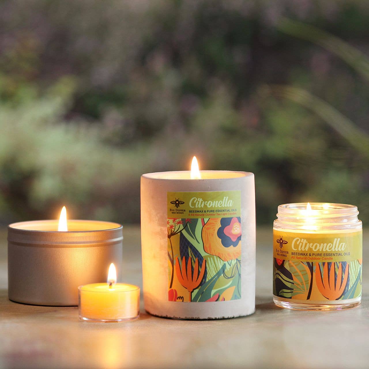 Citronella Outdoor Candle – Beeswax Blend – Concrete Cup
