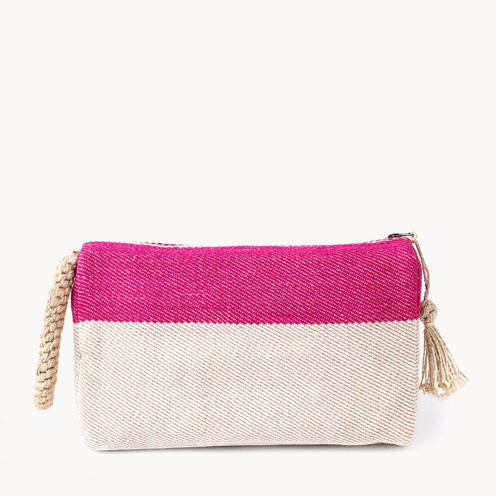 Handwoven Jute-Cotton Bag • Block A Clutch - Pink
