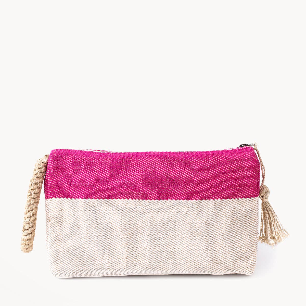 Handwoven Jute-Cotton Bag • Block A Clutch - Pink