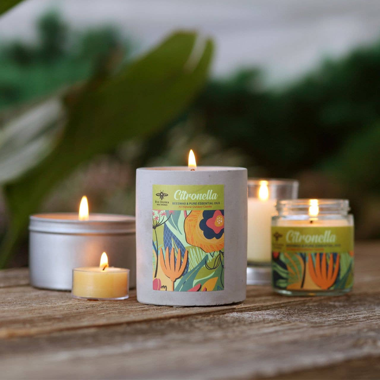 Citronella Outdoor Candle – Beeswax Blend – Concrete Cup