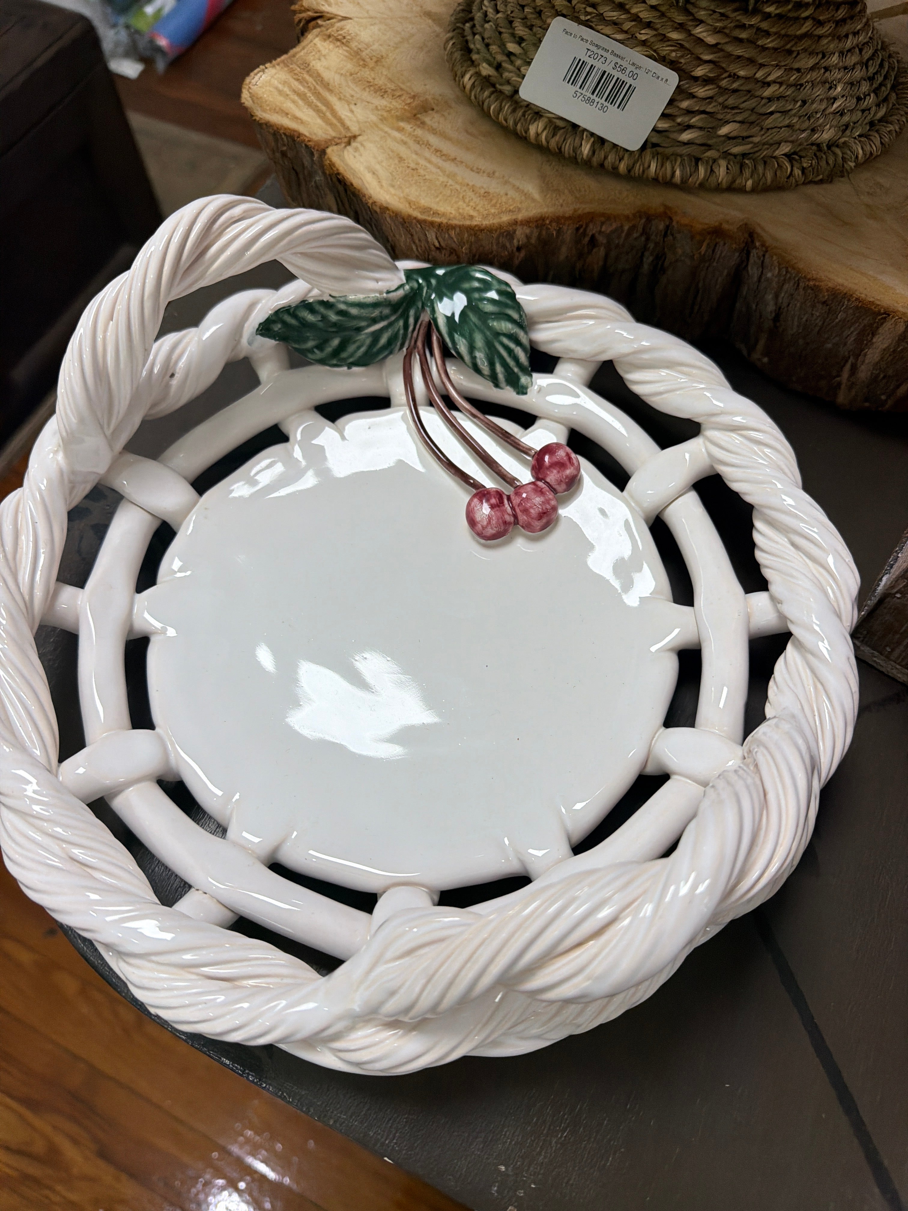 Ceramic Cherry Embellished Tray