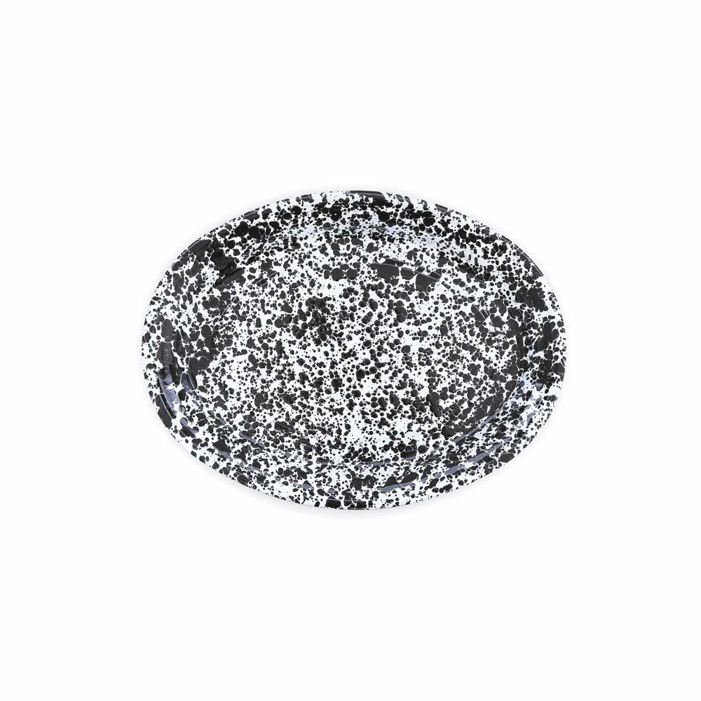 Splatter Enamelware Oval Platter: Blue Splatter