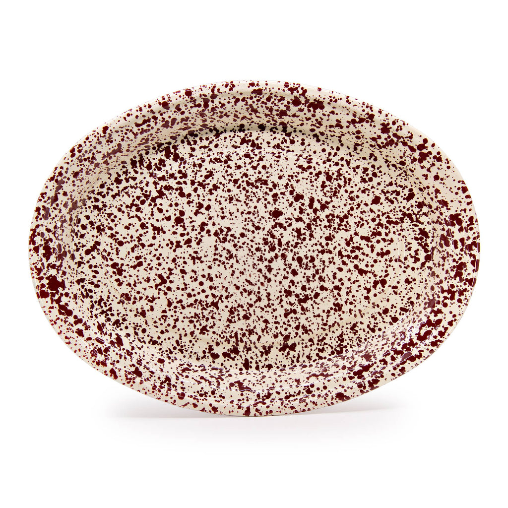 Splatter Enamelware Oval Platter: Blue Splatter