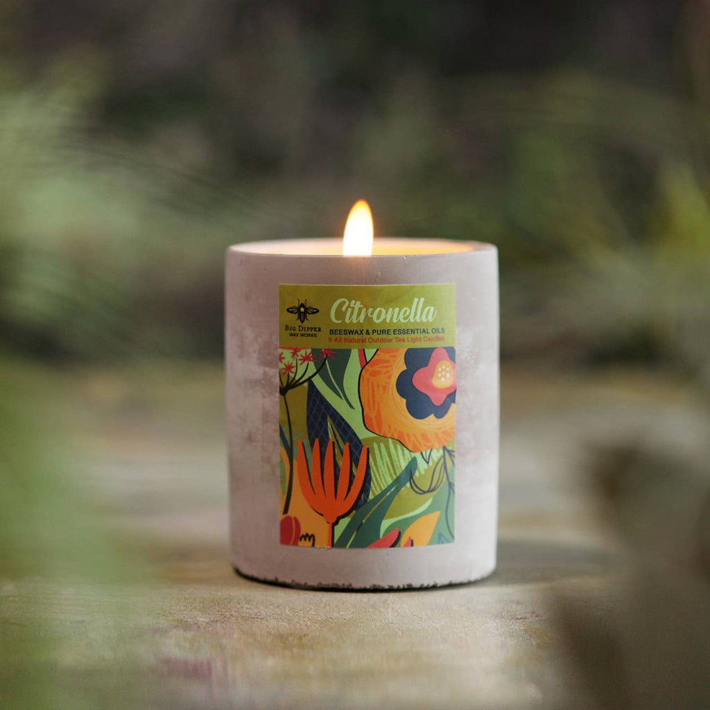 Citronella Outdoor Candle – Beeswax Blend – Concrete Cup