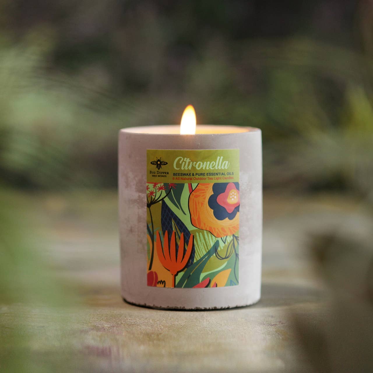 Citronella Outdoor Candle – Beeswax Blend – Concrete Cup