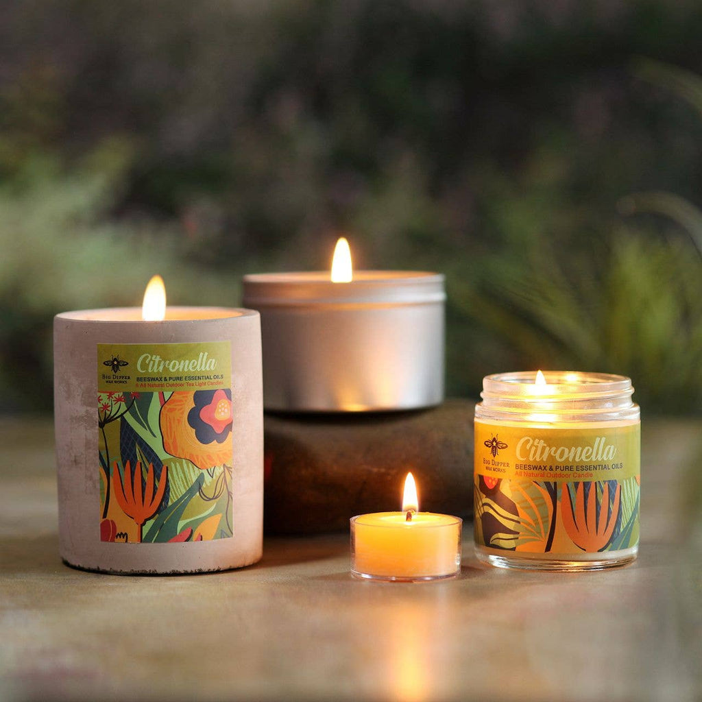 Citronella Outdoor Candle – Beeswax Blend – Concrete Cup