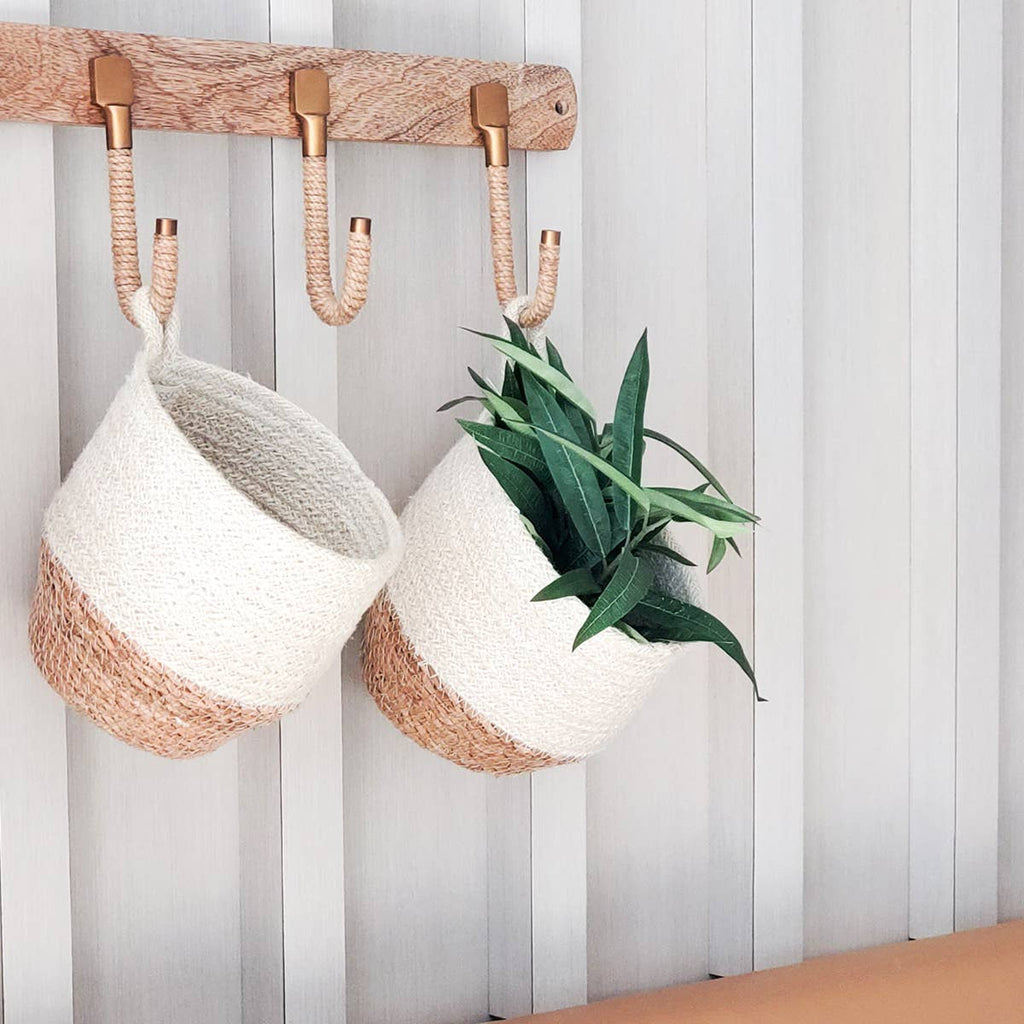 Handwoven Wall Basket • Amari Loop Bin - Natural-Set of 2