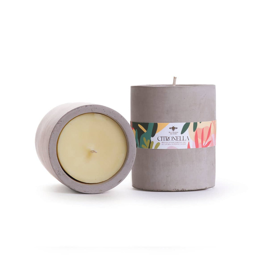 Citronella Outdoor Candle – Beeswax Blend – Concrete Cup
