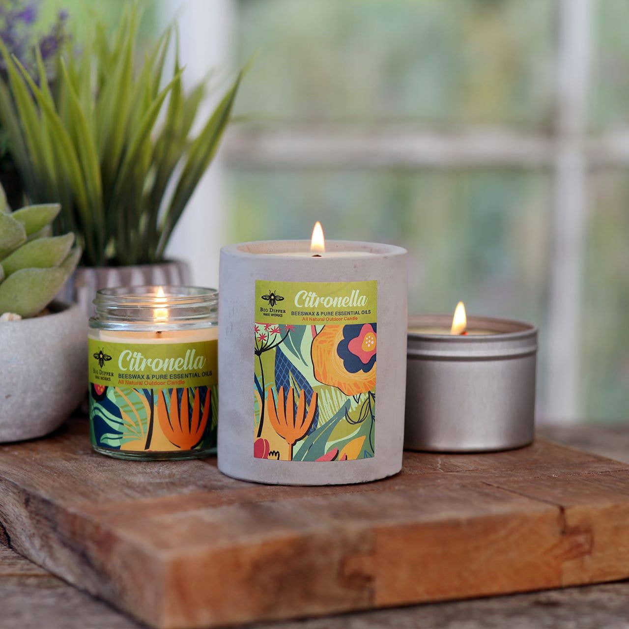 Citronella Outdoor Candle – Beeswax Blend – Concrete Cup