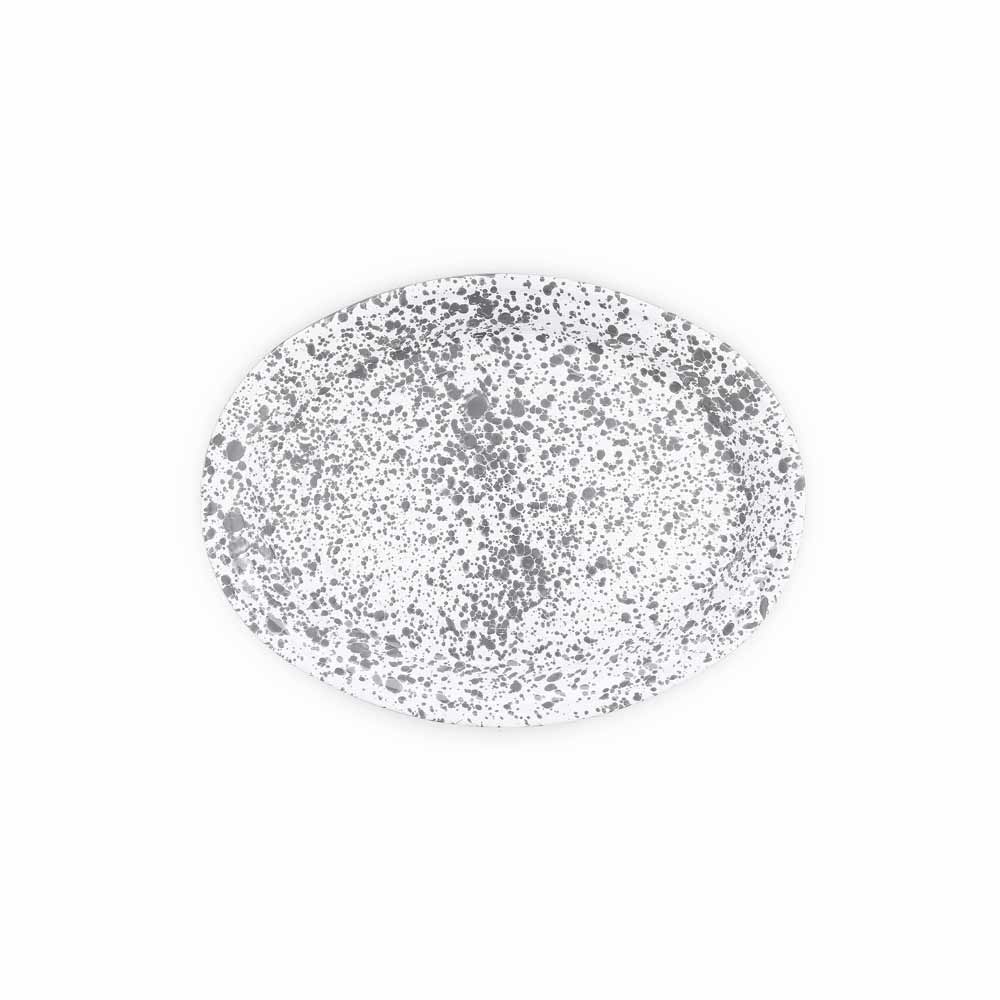 Splatter Enamelware Oval Platter: Blue Splatter