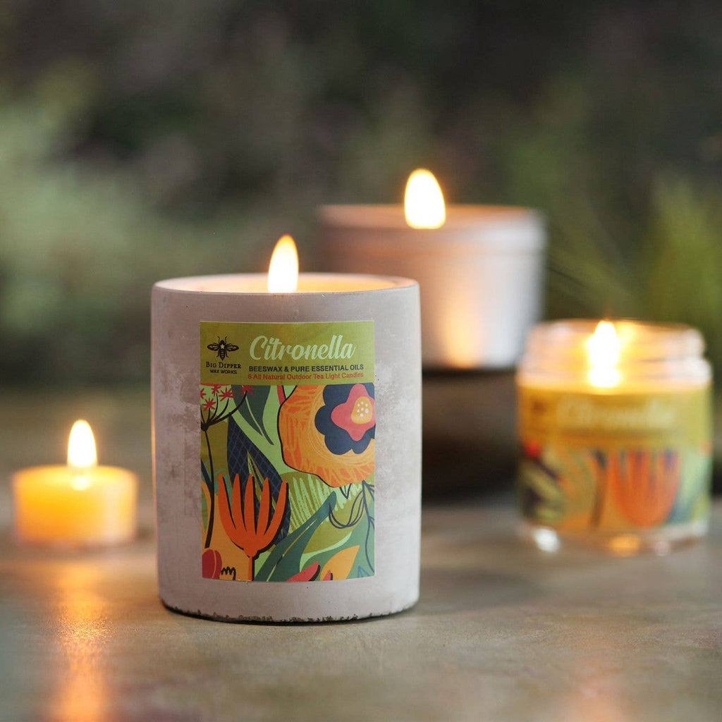 Citronella Outdoor Candle – Beeswax Blend – Concrete Cup
