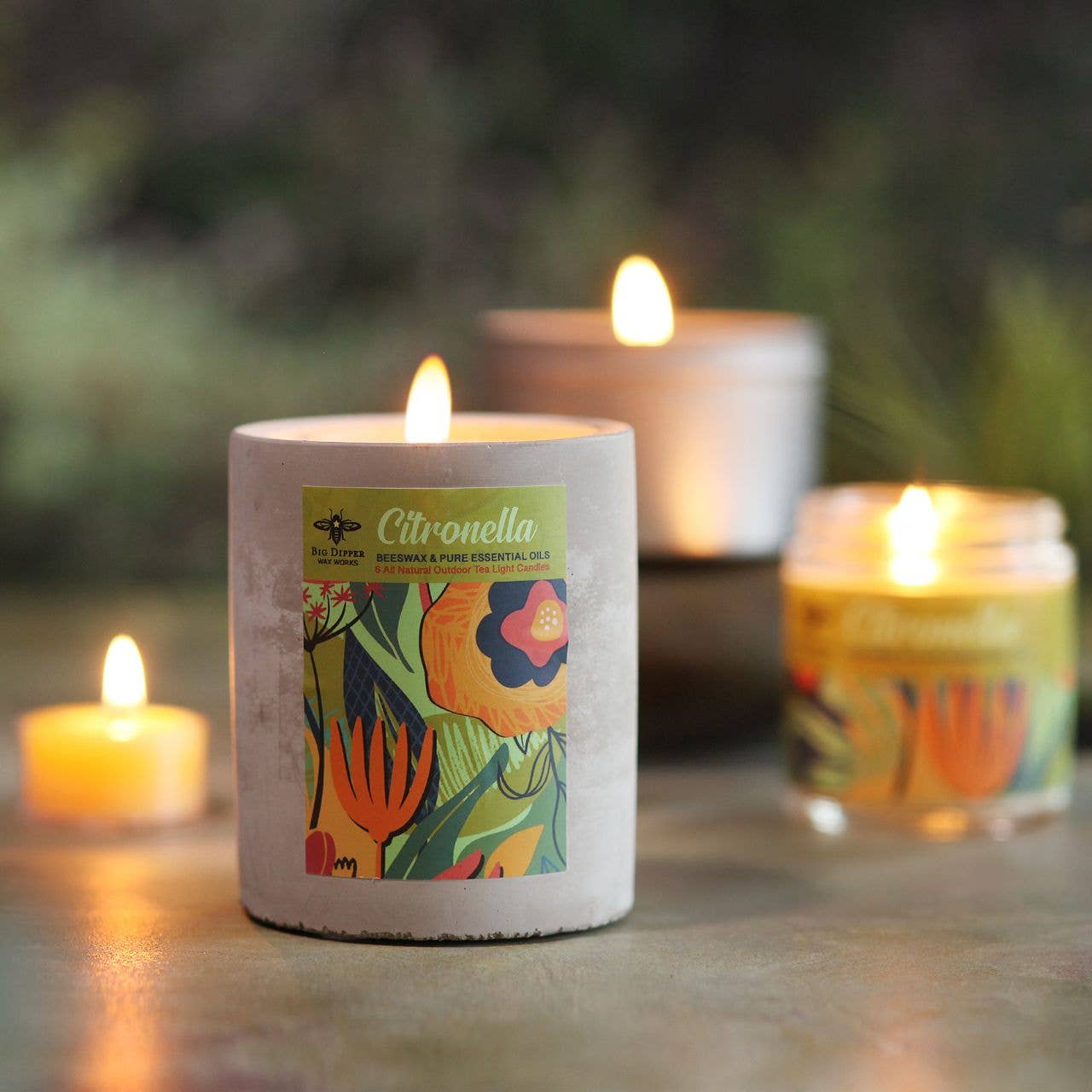 Citronella Outdoor Candle – Beeswax Blend – Concrete Cup