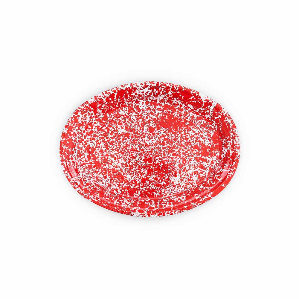 Splatter Enamelware Oval Platter: Blue Splatter